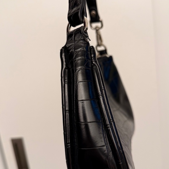 Black Croc Shoulder Handbag - Picture 4 of 5